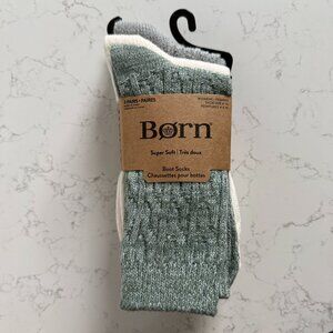 Børn Womens Super Soft Boot Socks 3 Pair Pack Size 4-10 NWT Sage Grey Cream
